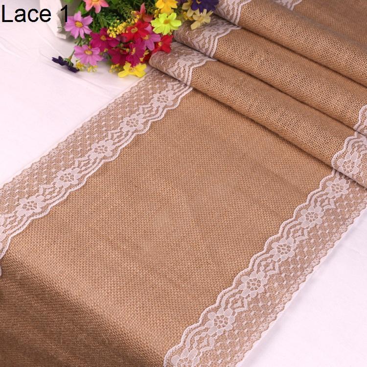 New Vintage White Lace Jute Table Runner