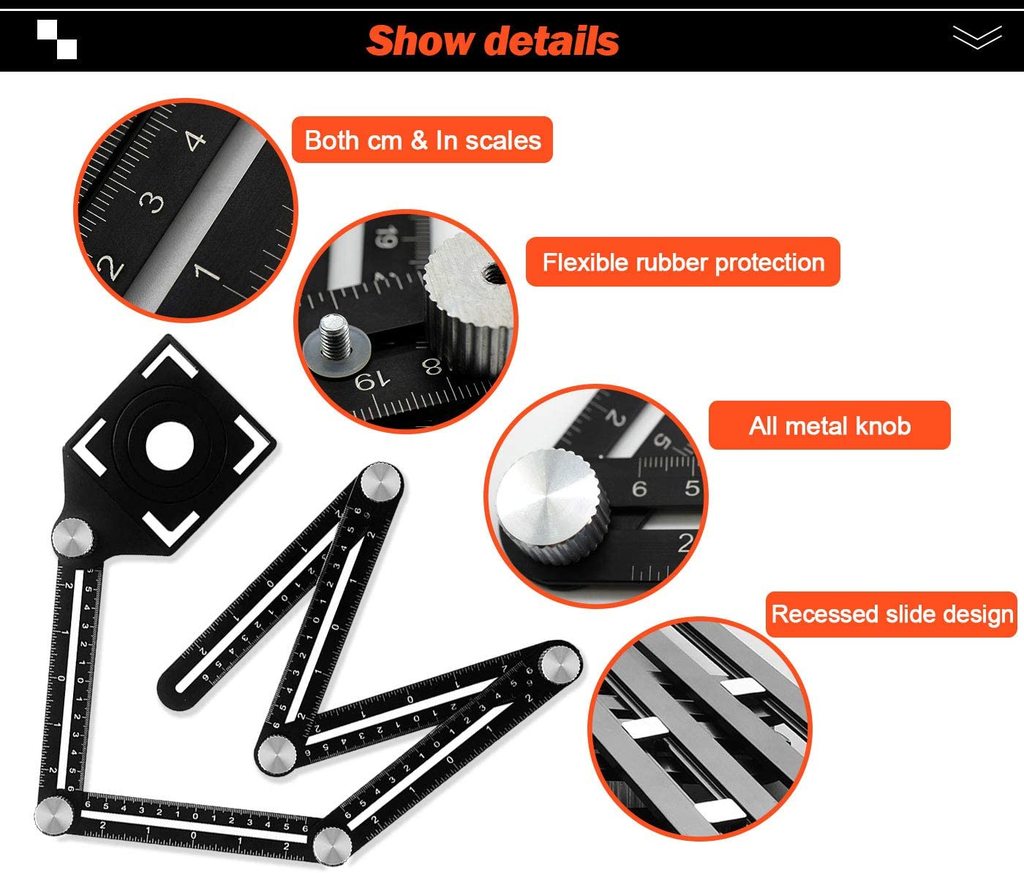 MULTI ANGLE MEASURING RULER 6-SIDE FOLDING