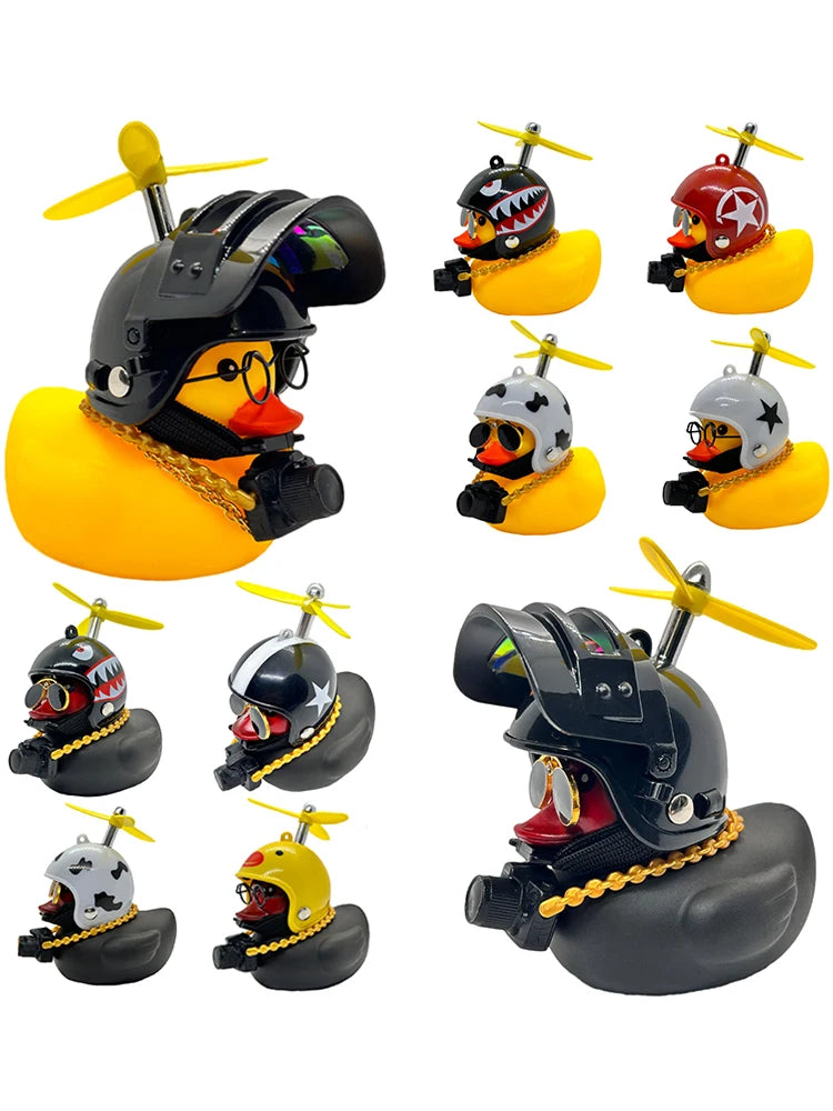 Motor Bicyle and Car Rubber Duck With Helmet