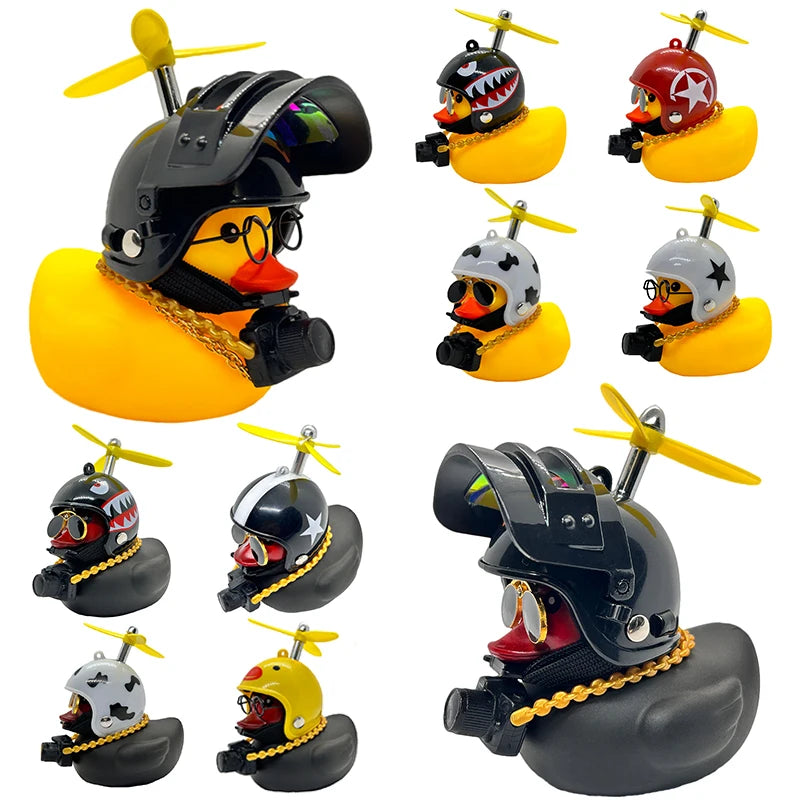 Motor Bicyle and Car Rubber Duck With Helmet