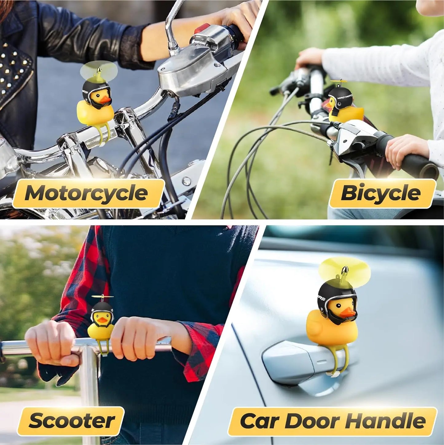 Motor Bicyle and Car Rubber Duck With Helmet