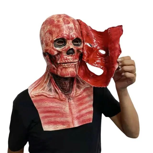 Double-layer Ripped Bloody Skull Mask