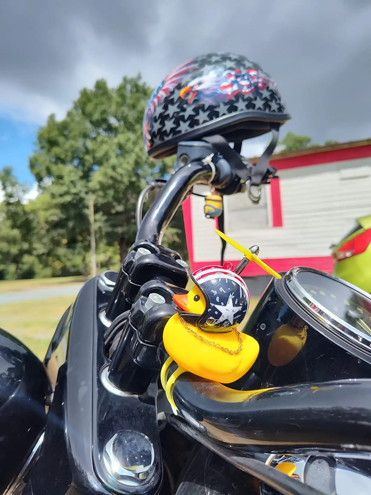 Motor Bicyle and Car Rubber Duck With Helmet