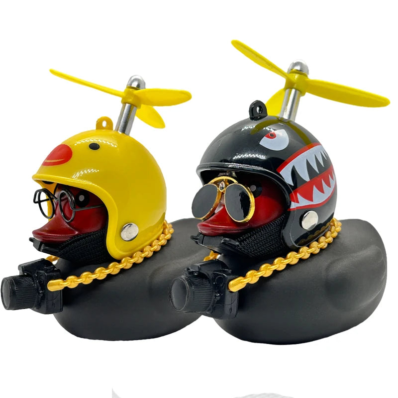 Motor Bicyle and Car Rubber Duck With Helmet