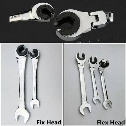 8-19mm Flex-Head Ratchet Wrench tools, 72-Tooth Open-End Spanners for Repair