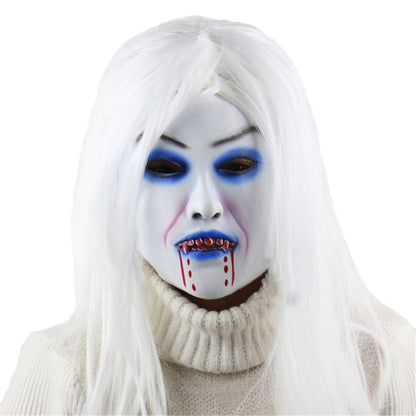 Toothy Zombie Bride With White Hair Scary Mask