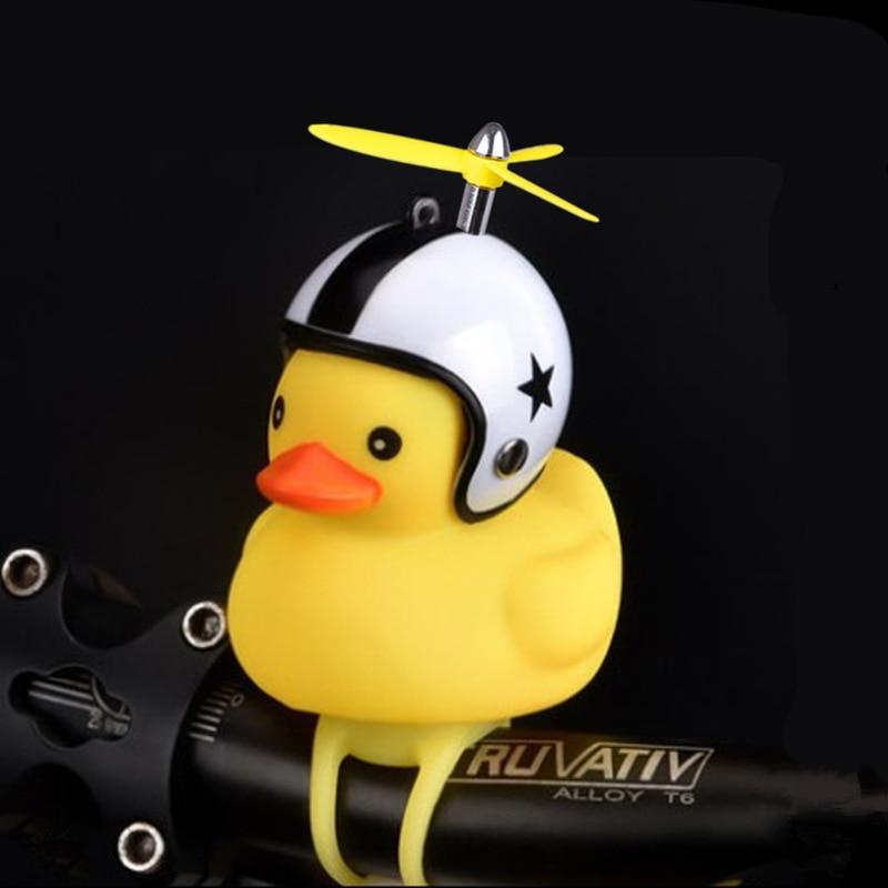 Silica Little Duck Shape Bicycle or Car Duck Bell Yellow Rotary Paddle Helmet